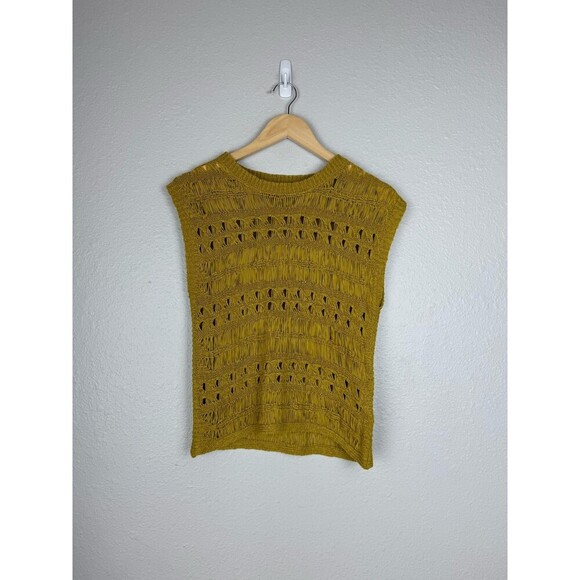 Zara Womens Sleeveless Small Top Vest Yellow Boho Hippie Grunge Boxy Layer 143 - Picture 1 of 8